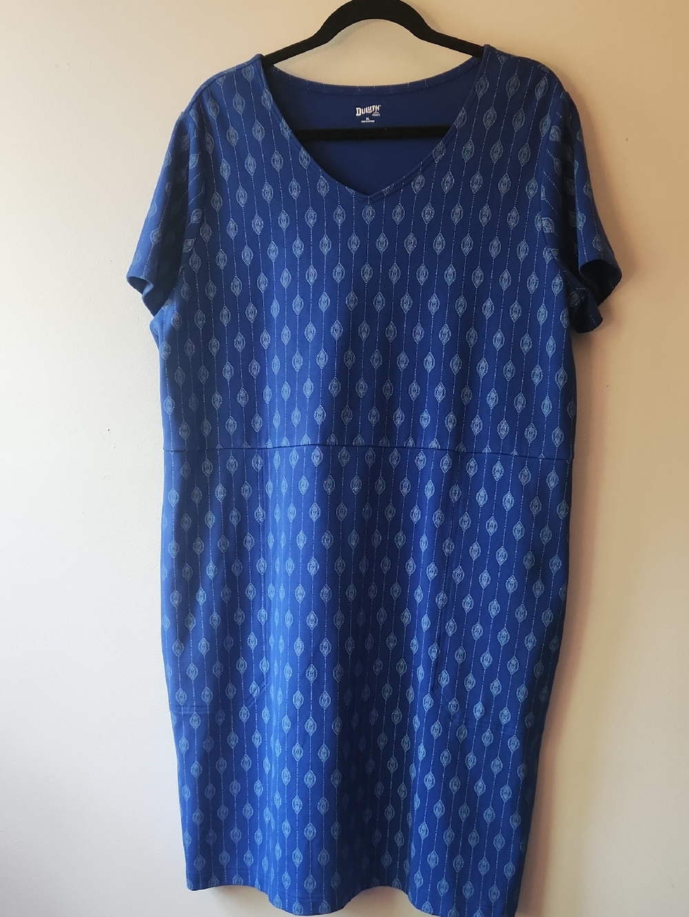 Duluth Trading Co. NoGA Naturale Cotton Short Sleeve Blue Dress, Size XL